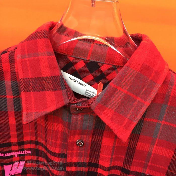 OffWhite男裝 19-20FW新款 最高品質 off男紅色格子襯衫 off春秋長袖衣 男士秋季新款單品  tzy2239